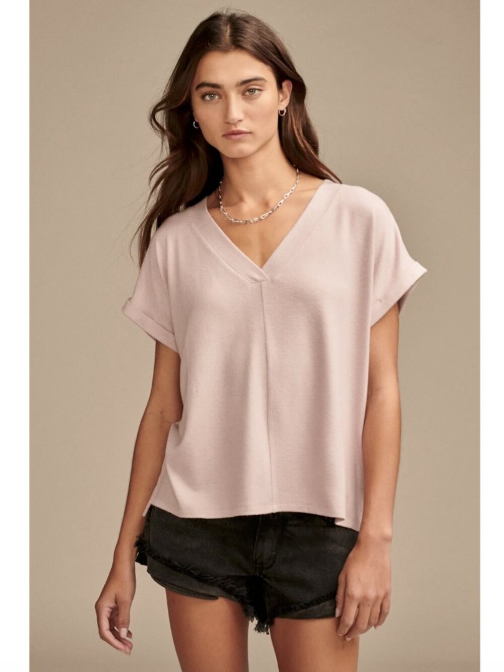 NWT Lucky Brand Cloud Jersey V Neck Tee